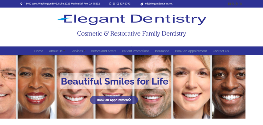 Elegant Dentistry website designed by Cyberset team
