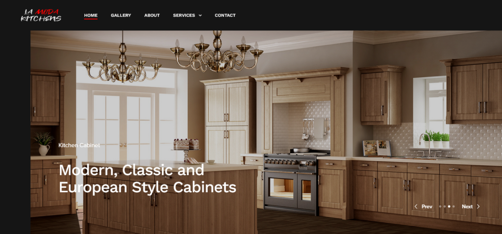 LA Moda Kitchens Cabinet Showroom in Tarzana website designed by Cyberset team