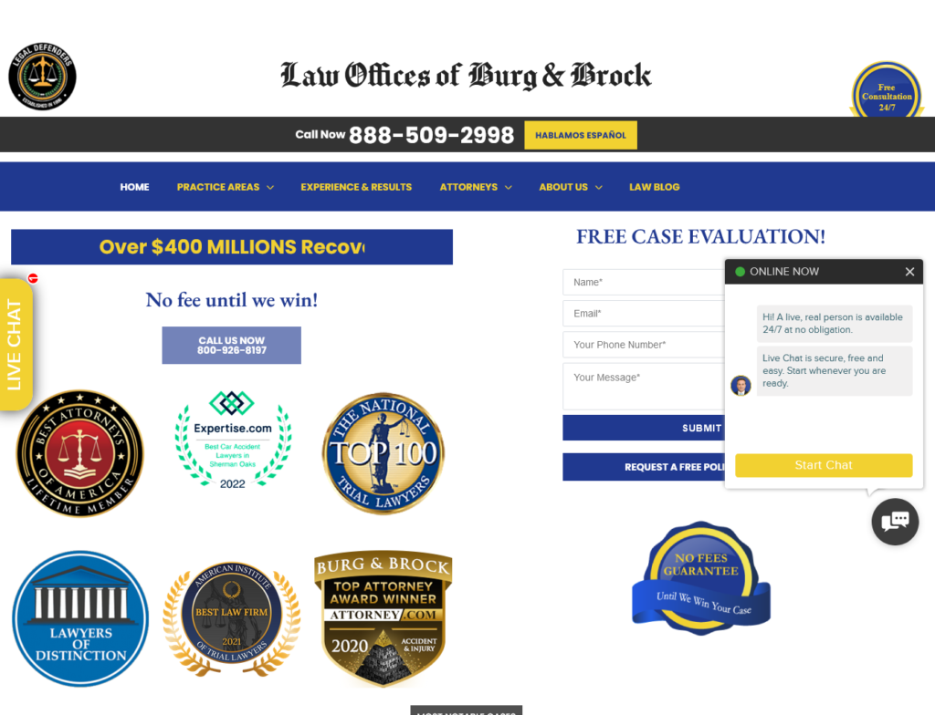 Law Offices of Burg & Brock website designed by Cyberset team