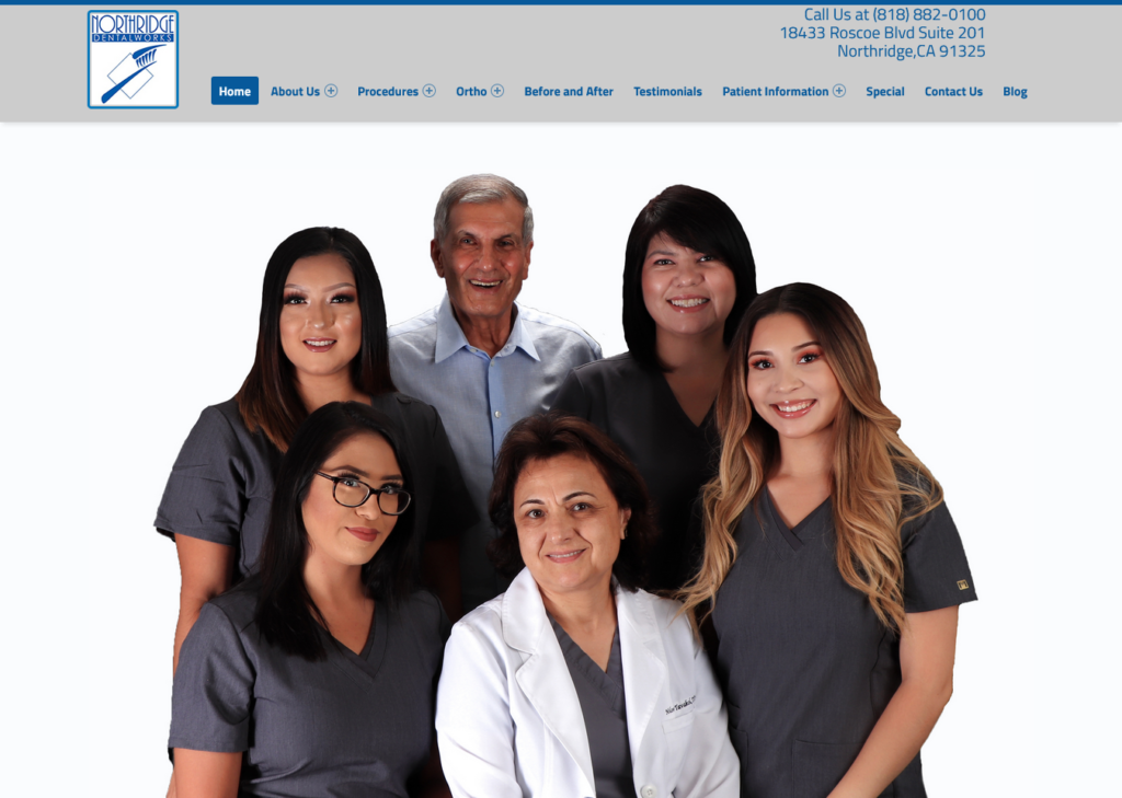 Northridge Dentalworks website designed by Cyberset team