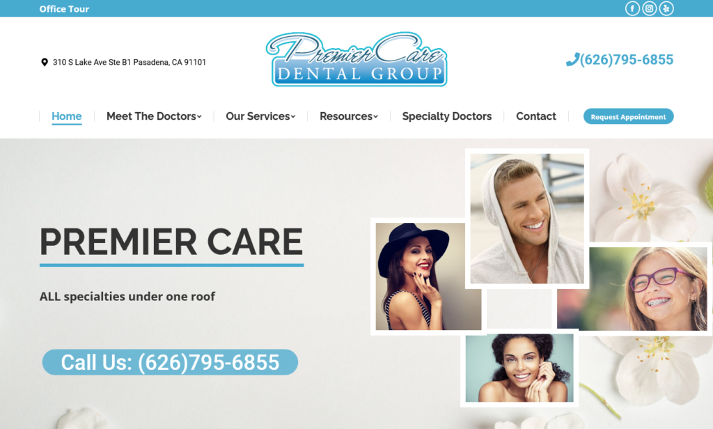 Premier Care Dental Group website designed by Cyberset team