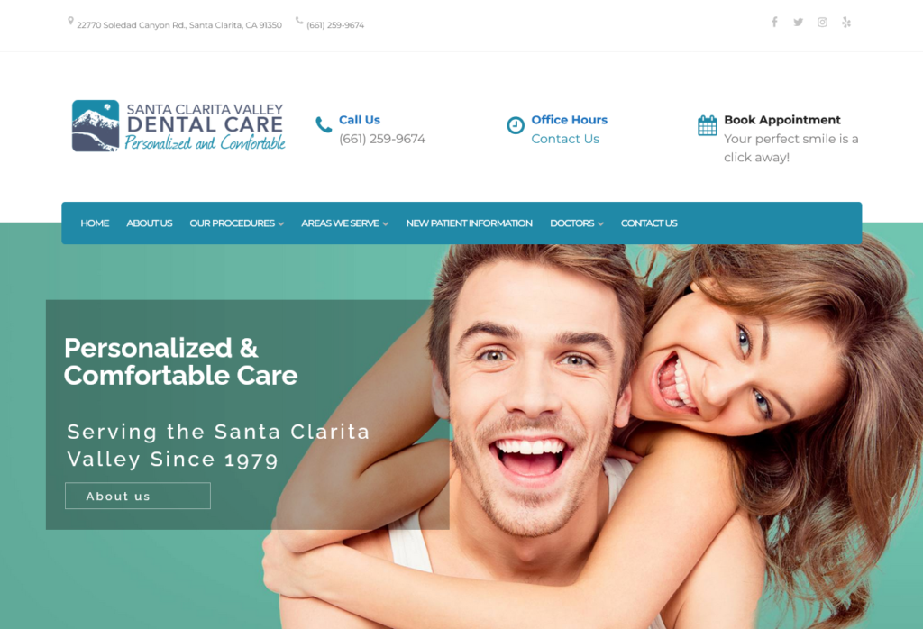 Santa Clarita Valley Dental Care website designed by Cyberset team