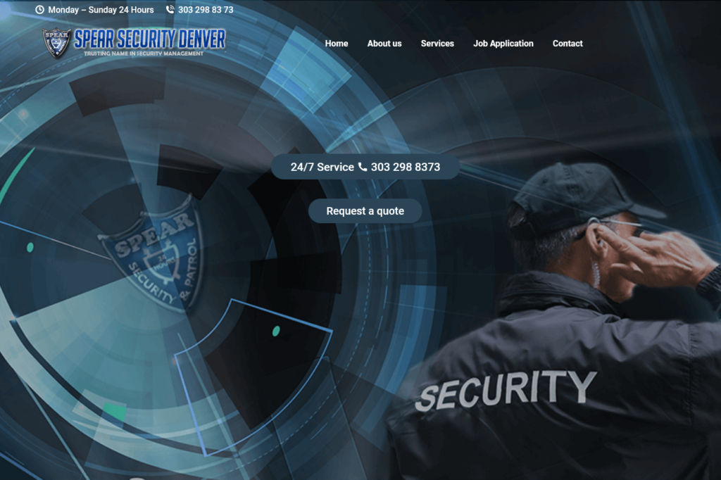 Spear Security Denver site designed by cyberset