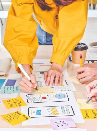 web designe Young business creative team work together, mobile application software design project.